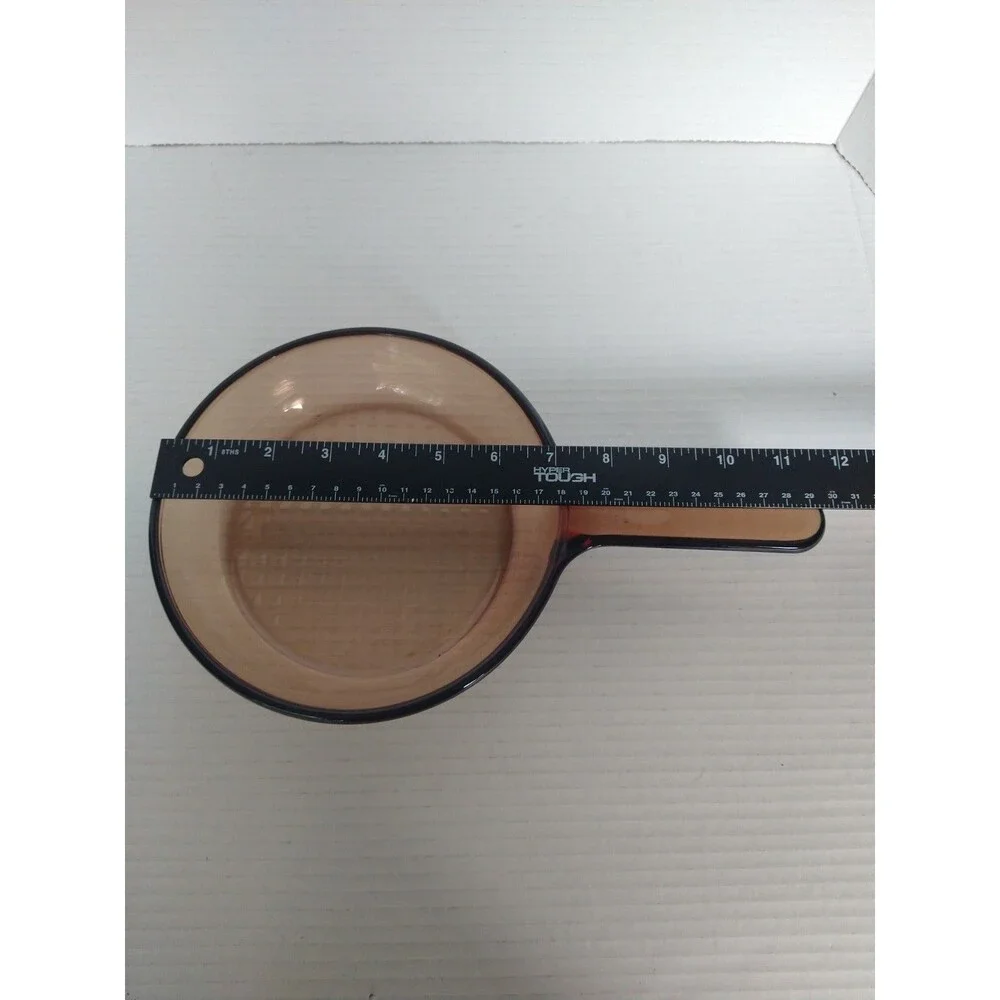 Visions Corning Ware Amber Glass Fry Skillet Pan 7 Inch Waffle Bottom No Lid